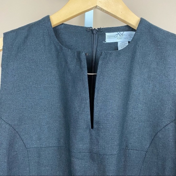 NEW Amanda Smith 100% Linen Black Shift Dress Size 8 Petite Career Modern - Picture 2 of 9